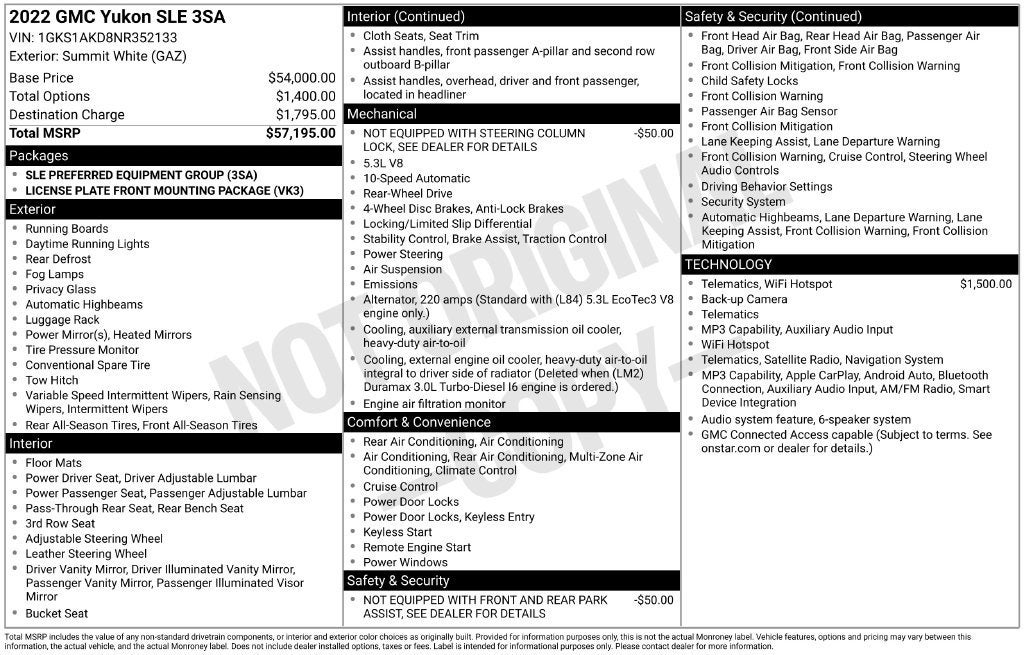 2022 GMC Yukon SLE