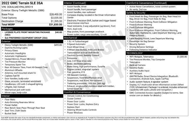 2022 GMC Terrain SLE