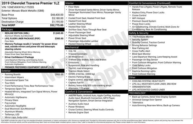 2019 Chevrolet Traverse Premier