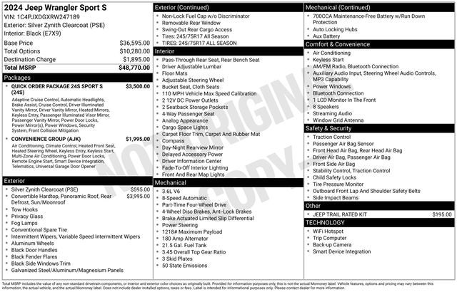 2024 Jeep Wrangler Sport S