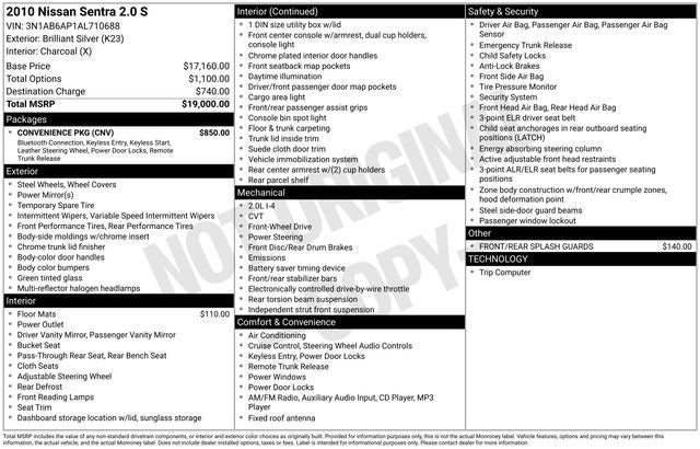 2010 Nissan Sentra 2.0 S