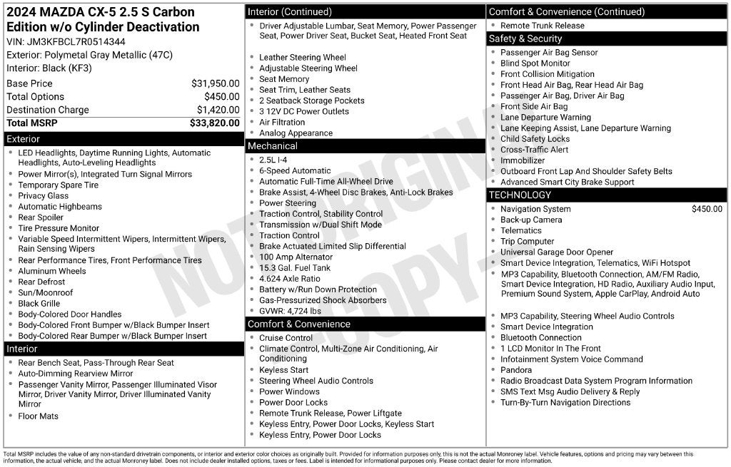 2024 Mazda Mazda CX-5 2.5 S Carbon Edition