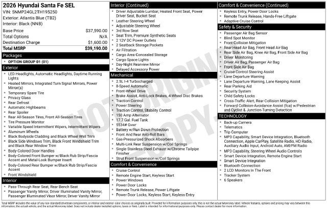 2026 Hyundai Santa Fe SEL