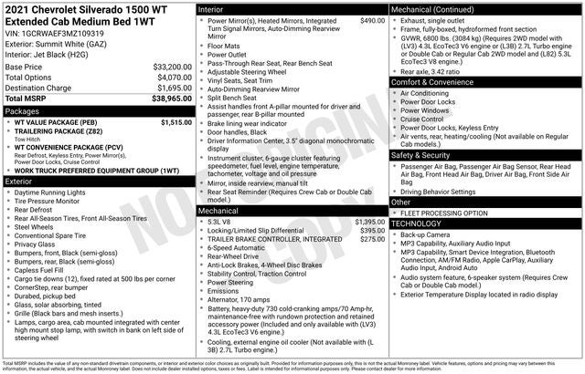 2021 Chevrolet Silverado 1500 Work Truck