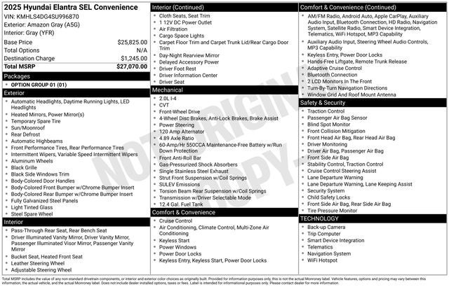 2025 Hyundai Elantra SEL Convenience
