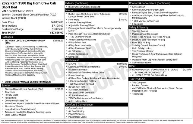 2022 RAM 1500 Big Horn Crew Cab 4x4 5'7' Box