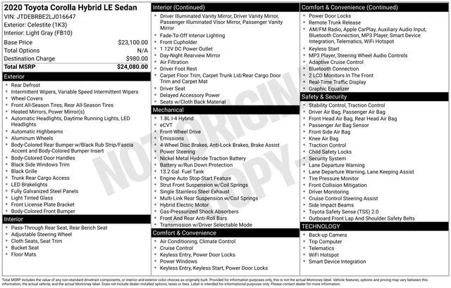 2020 Toyota Corolla Hybrid LE