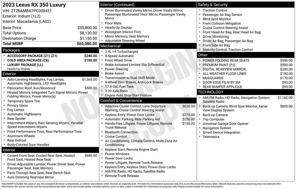 2023 Lexus RX 350 Luxury