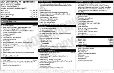 2026 Genesis GV70 3.5T Sport Prestige