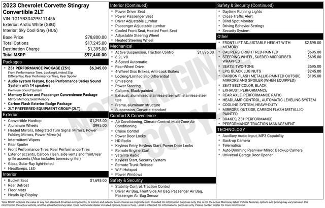 2023 Chevrolet Corvette Stingray 2LT