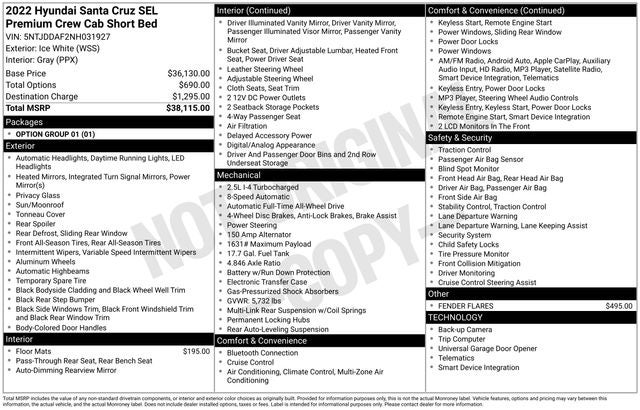 2022 Hyundai Santa Cruz SEL Premium