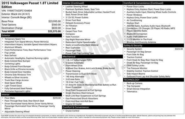 2015 Volkswagen Passat 1.8T Limited Edition