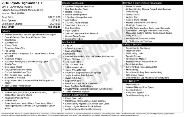 2016 Toyota Highlander XLE V6